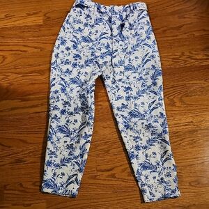 Mango Blue and White Floral Trousers
